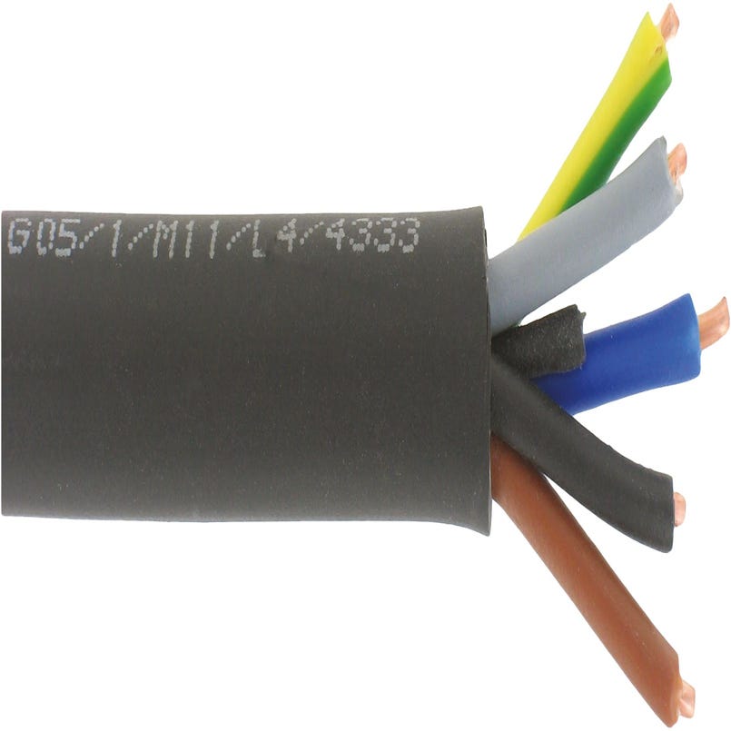 Câble électrique R2V 3G2,5 mm² noir - 100 m