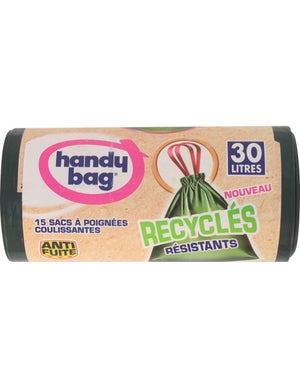 Sac poubelle haute poignées coulissantes ultra-résistant 50L HANDY BAG :  les 15 sacs à Prix Carrefour