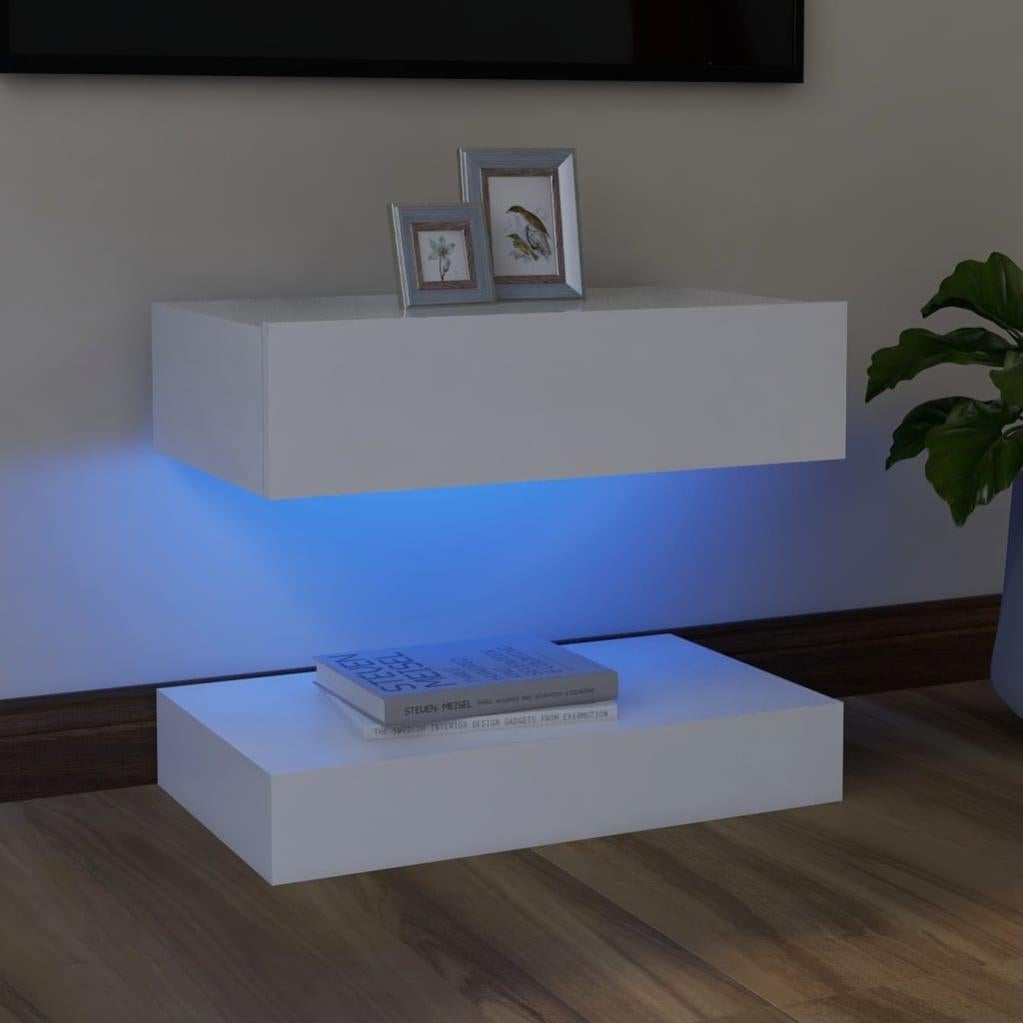 VIDAXL - Mobile Porta TV con Luci LED Bianco 90x39x30 cm