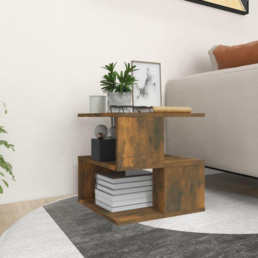 VidaXL Tavolino Da Salotto Con Piano Sollevabile - Legno Multistrato Rovere Fumo - 79x49x41cm - Contenitore Portaoggetti Nascosto - 3