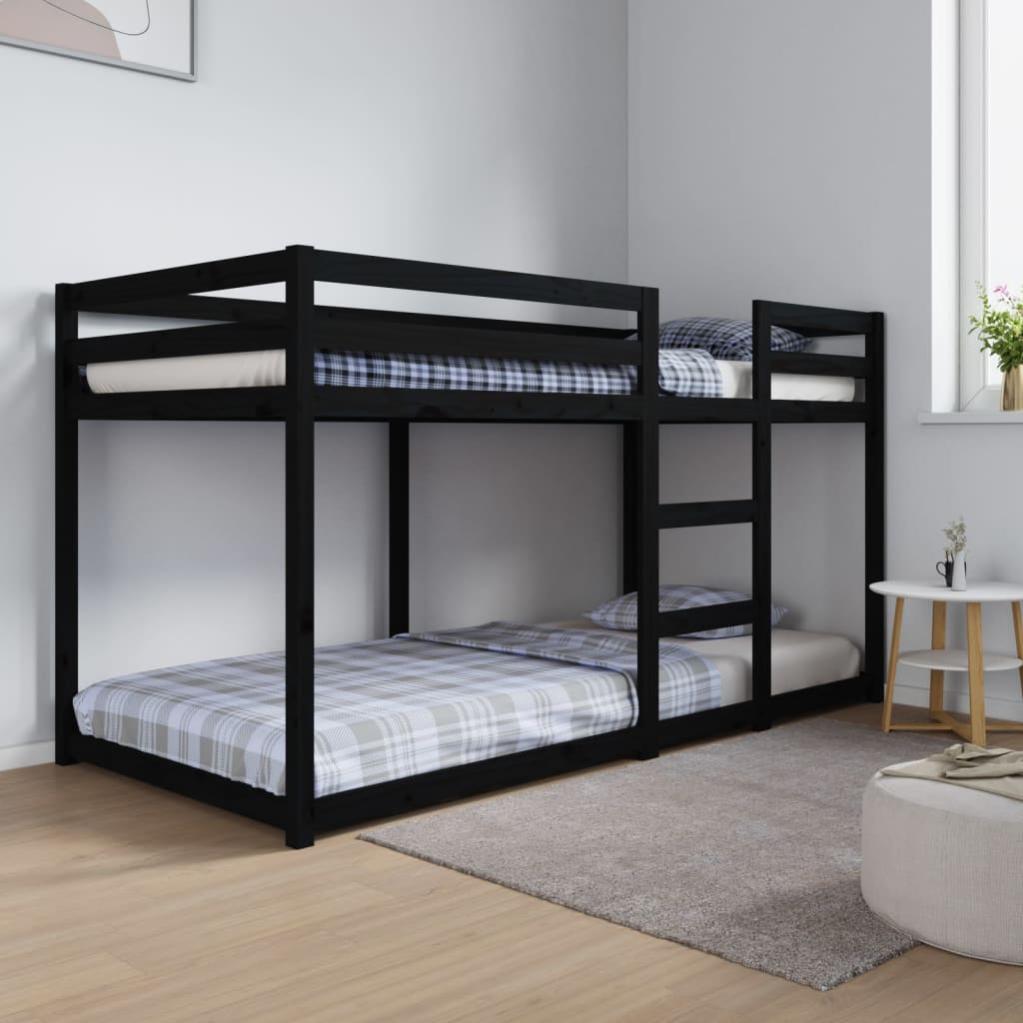 Letto A Castello Con Tende Blu In Legno Massello Di Pino Per Bambini Compatibile Con Materassi 80 X 200 Cm Vidaxl