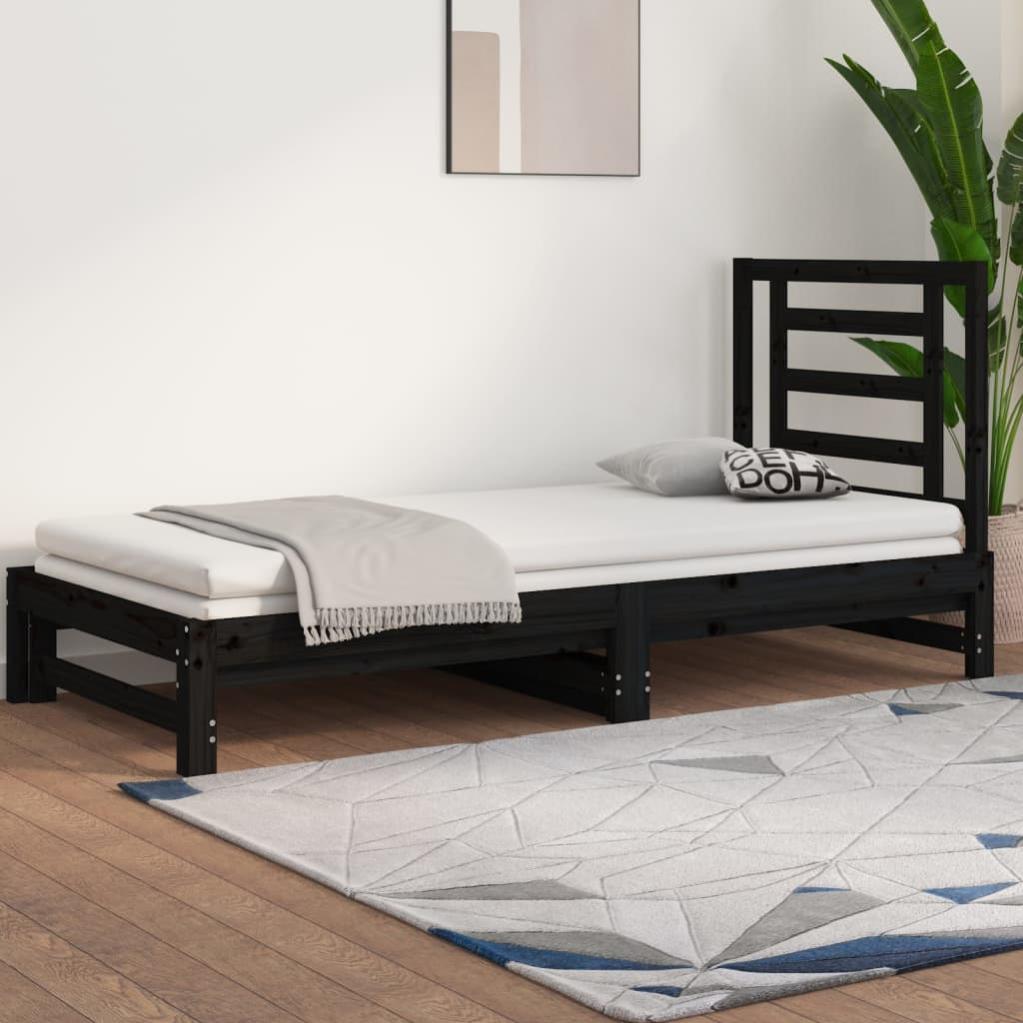 VidaXL Dormeuse Con 5 Cassetti – Letto Divano In Legno Di Pino, 90x200 Cm, Nero, Senza Materasso - 4