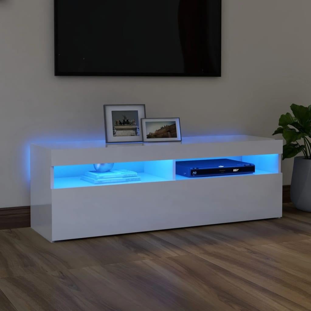 VidaXL Mobile Porta TV Con Luci LED RGB - 260x36,5x40 Cm - Bianco - Ampio Ripiano In Legno Multistrato - 2