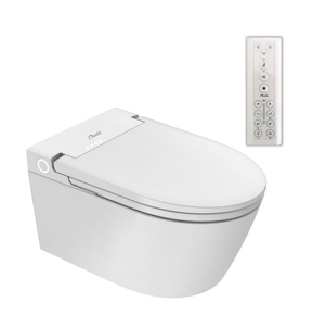 Mizubath - Toilette japonaise suspendu, Nettoyage par hydromassage, Séchage à l'air chaud, Télécommande et bouton I Modèle Rada display noir