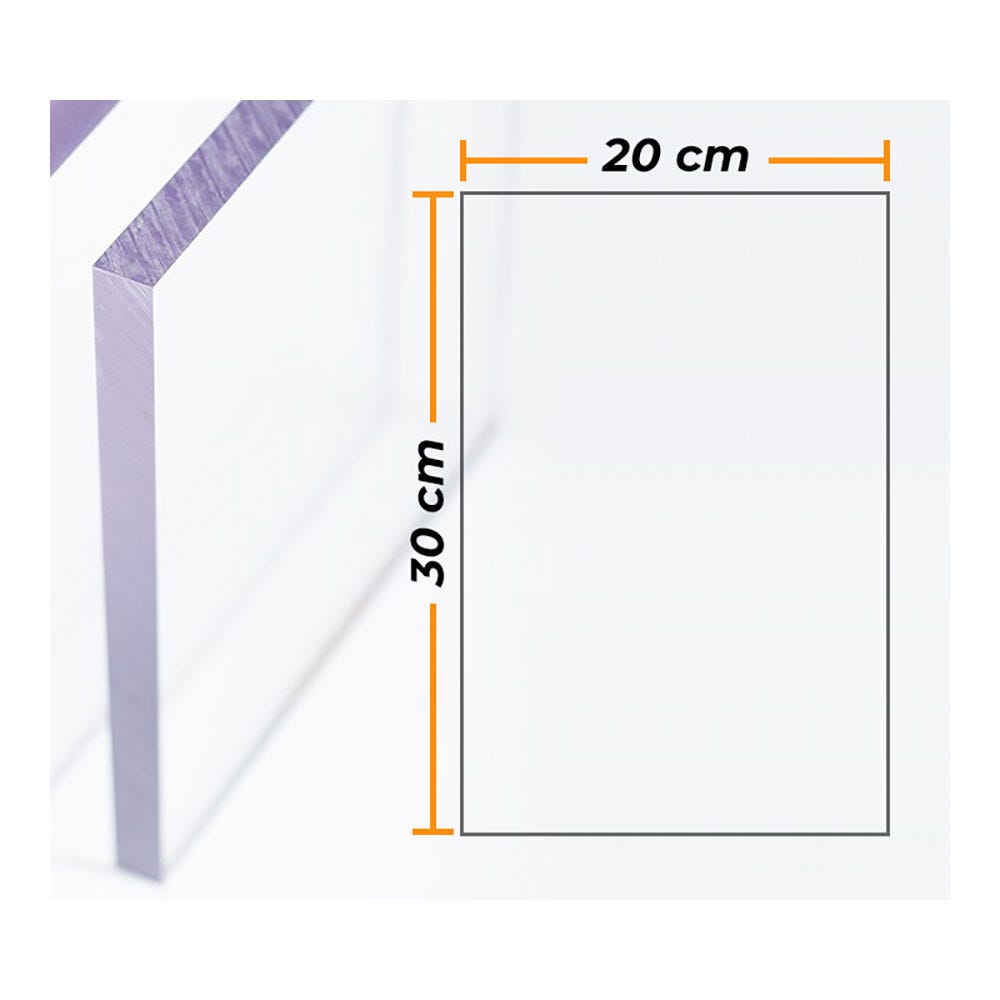 Placa policarbonato transparente 4mm - 20x30cm 9502656696435 02481  COMPOSSAR