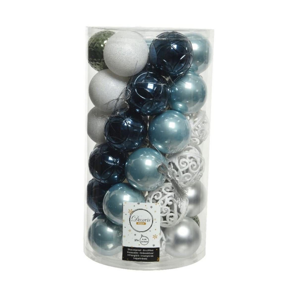 Kaemingk 6 Palline Di Natale In Vetro 8 Cm – Mischi Opache E Lucide, Colore Blu Ghiaccio – Decorazioni Per Albero