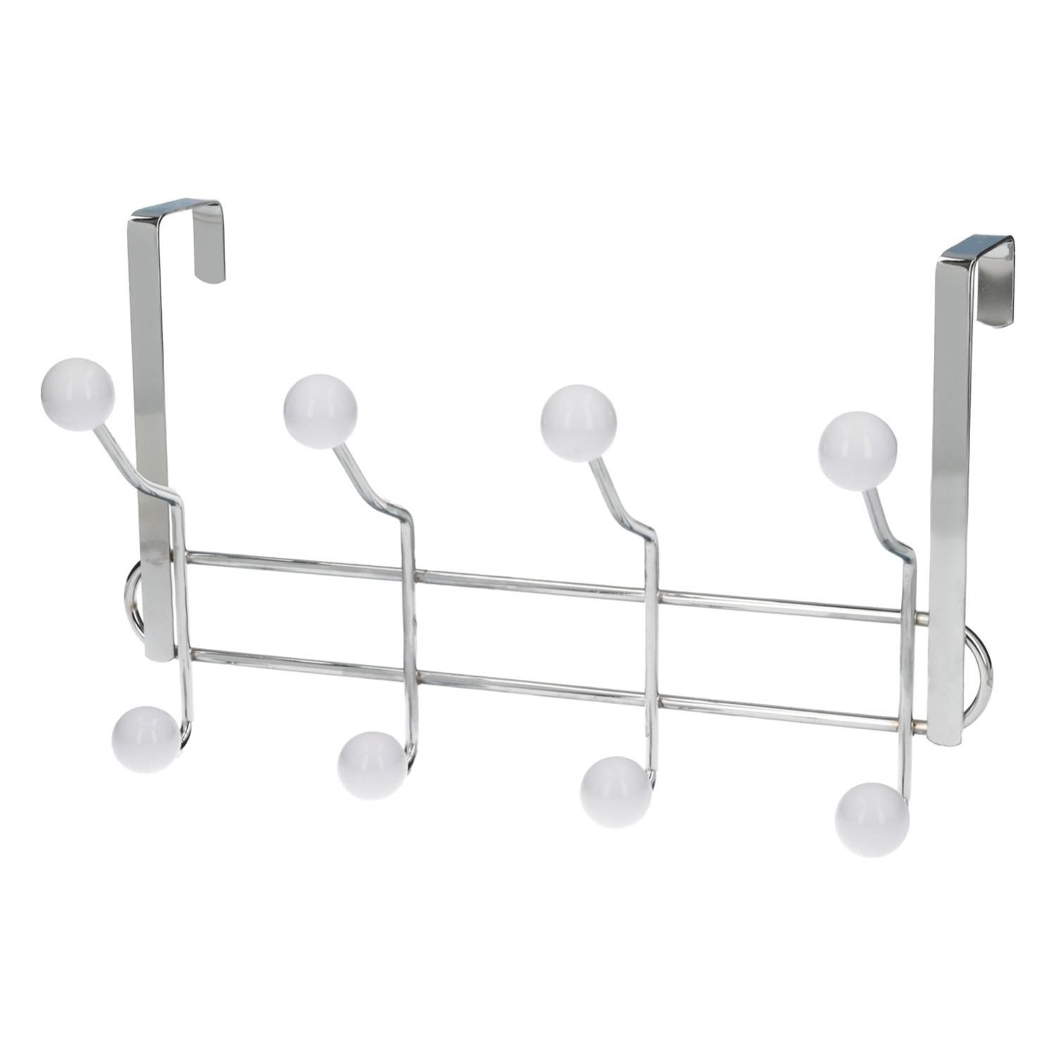 Perchero Metalico Para Puerta 4 8 Ganchos. Terminacion Blanca. Leroy Merlin