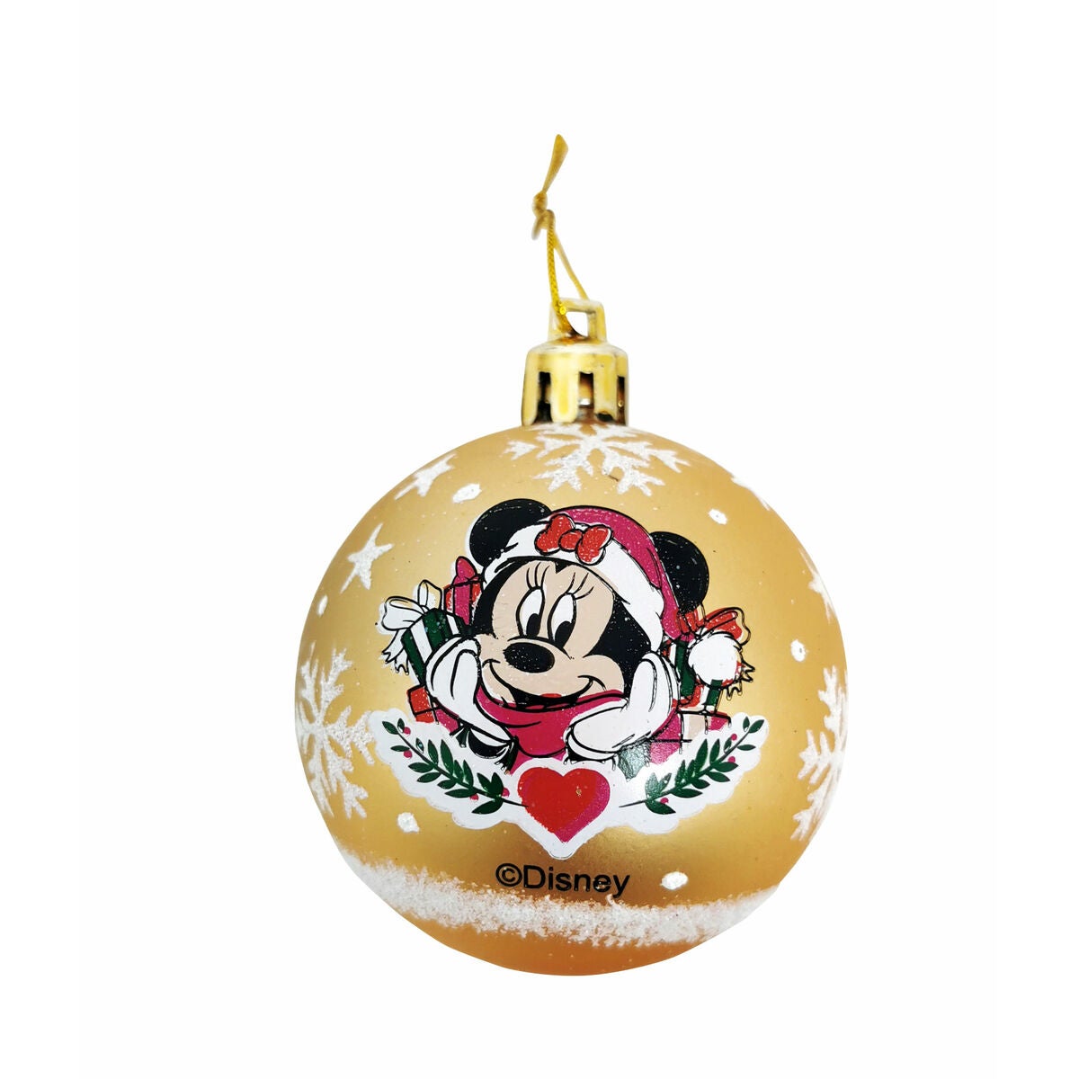 Bola de navidad minnie mouse lucky dorado 6 unidades plástico (ø 8 cm)