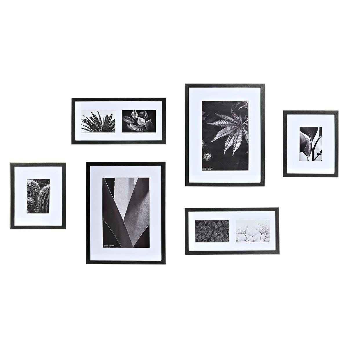 Marco de Fotos DKD Home Decor Cristal Negro Madera MDF (32 x 3 x 42,5 cm)  (33 x 2 x 45 cm) (6 Piezas)