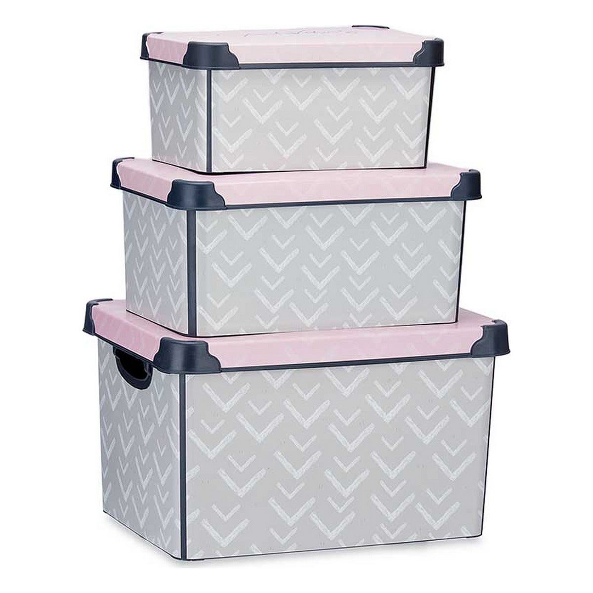 vidaXL Cajas de almacenaje apilables con tapa 8 uds tela gris y crema