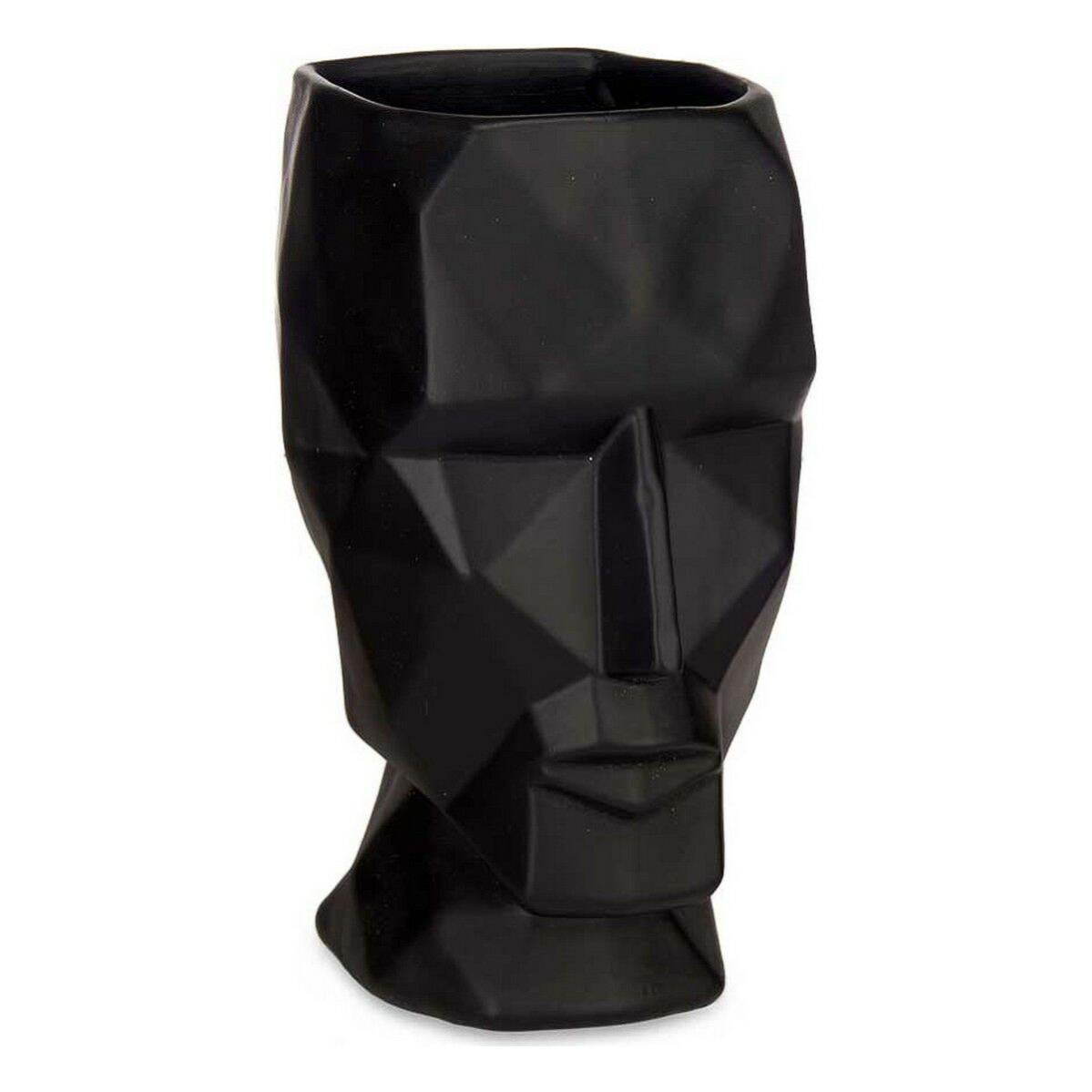 WENKO Portaspazzolino WC in ceramica Badi, spazzolino WC in silicone nero con testa di