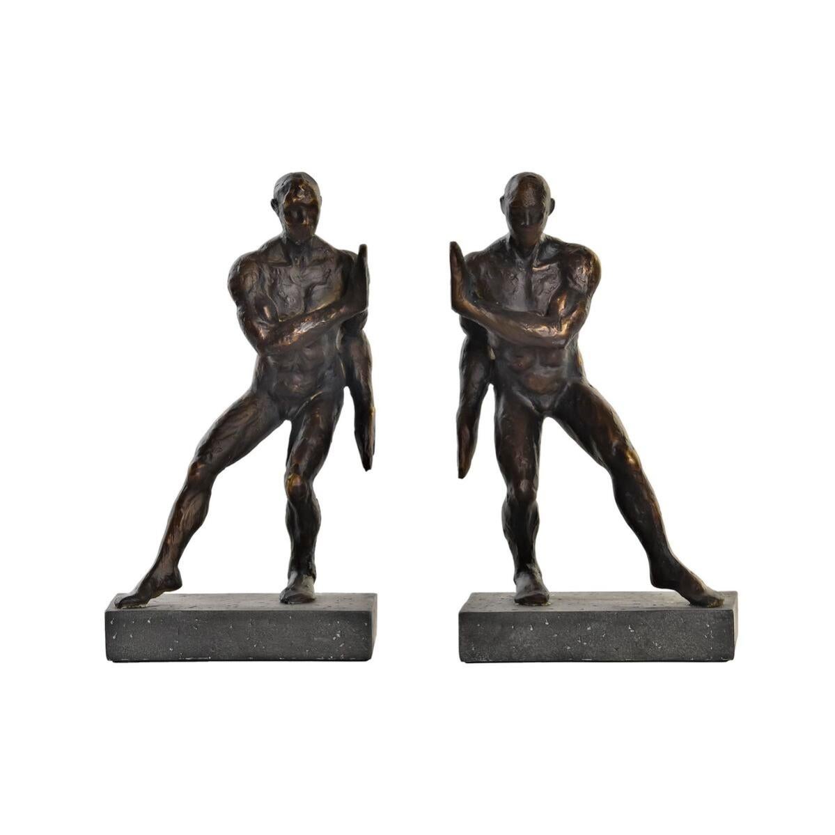 Sujetalibros dkd home decor cobre resina hombre 14 x 8 4 x 25 cm