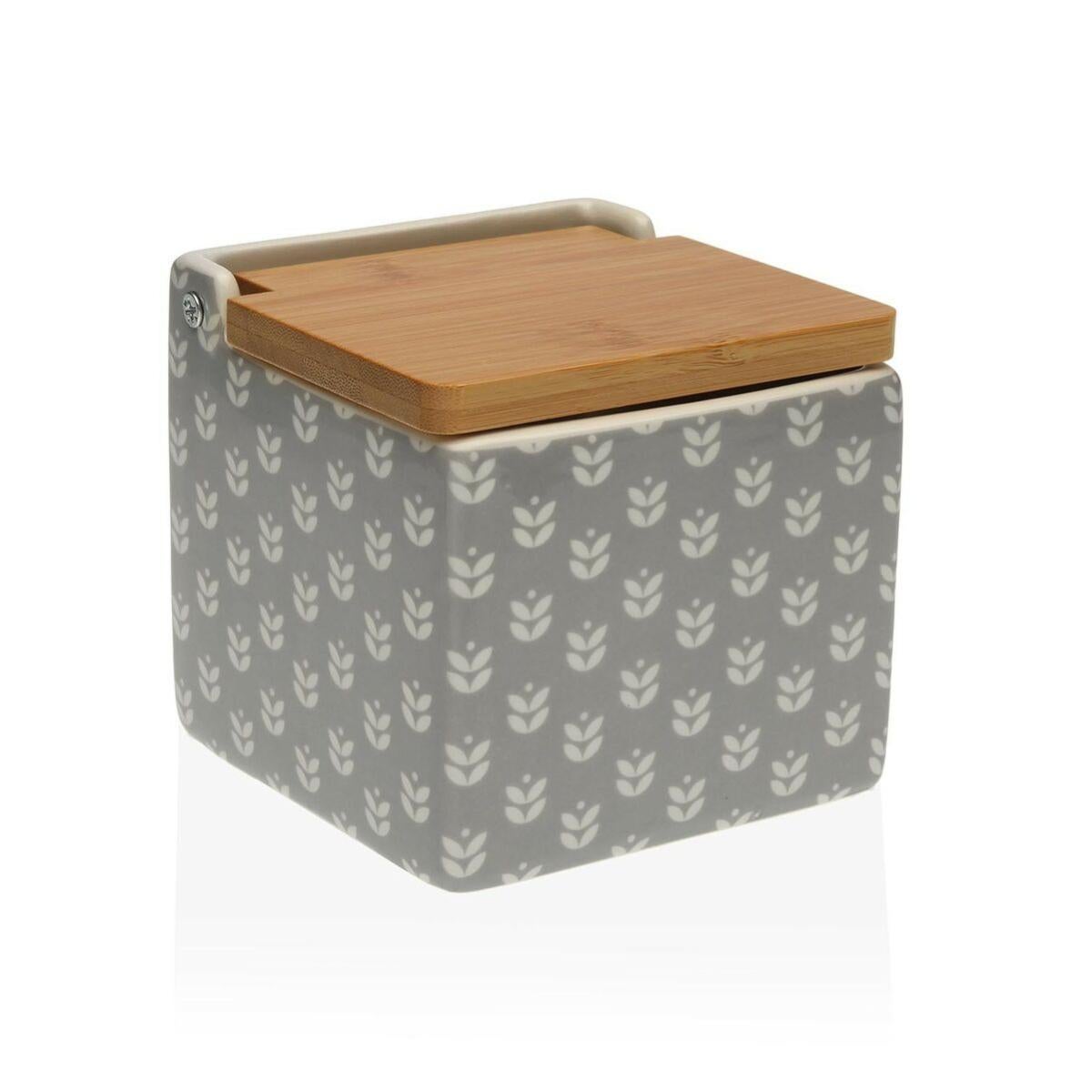 Salière avec couvercle Versa Gris Bambou Dolomite (11 x 11 x 11 cm) | Leroy Merlin