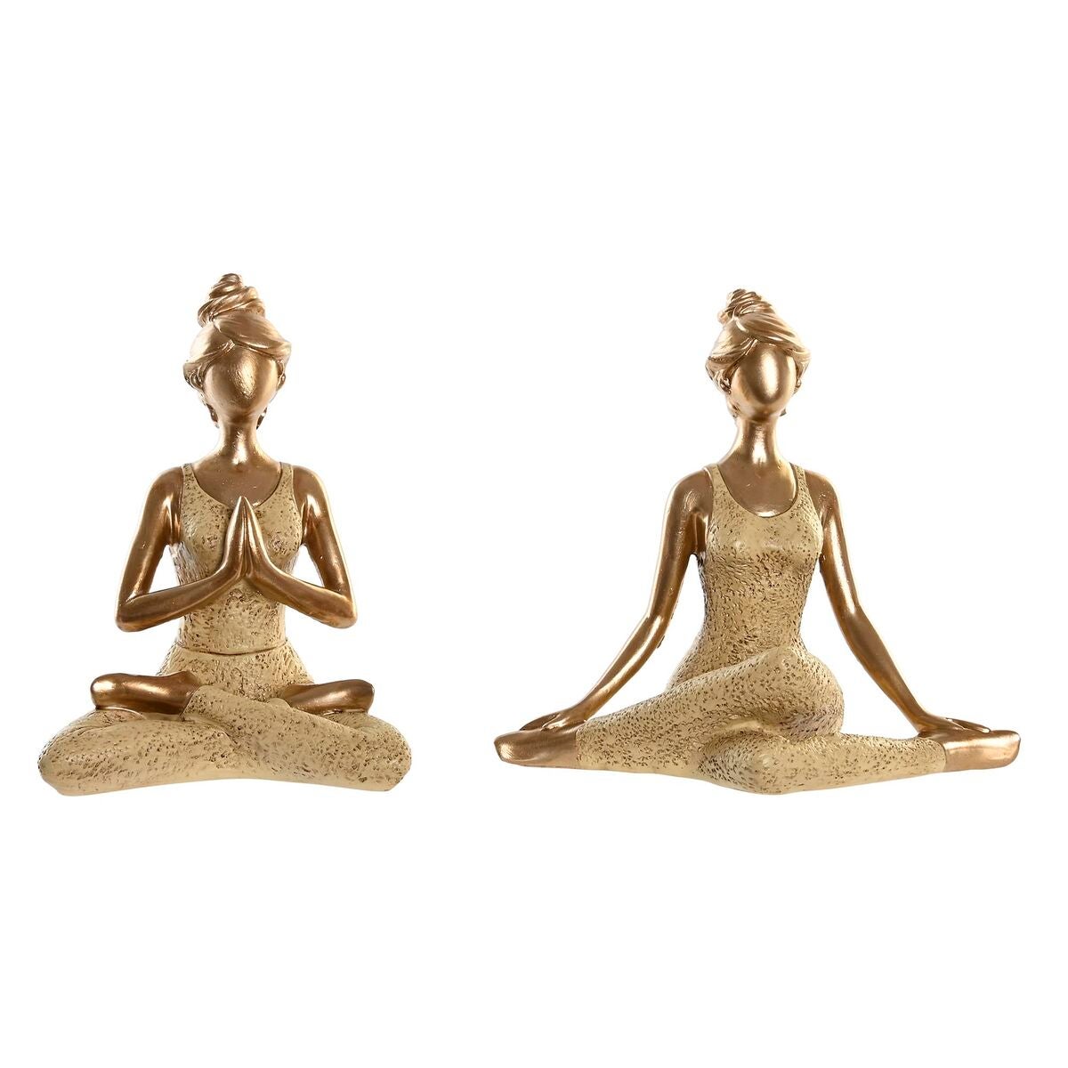Figura decorativa dkd home decor 19,5 x 11,5 x 18 cm dorado yoga (2 unidades)