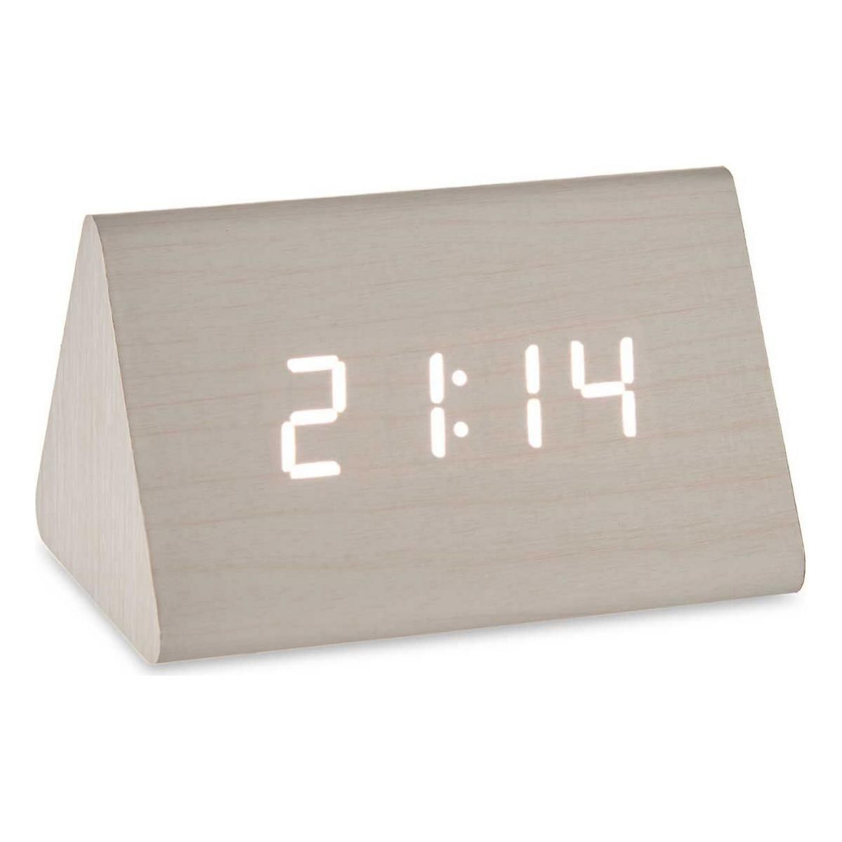Reloj Digital de Sobremesa Blanco PVC Madera MDF 11 7 x 7 5 x 8 cm Leroy Merlin