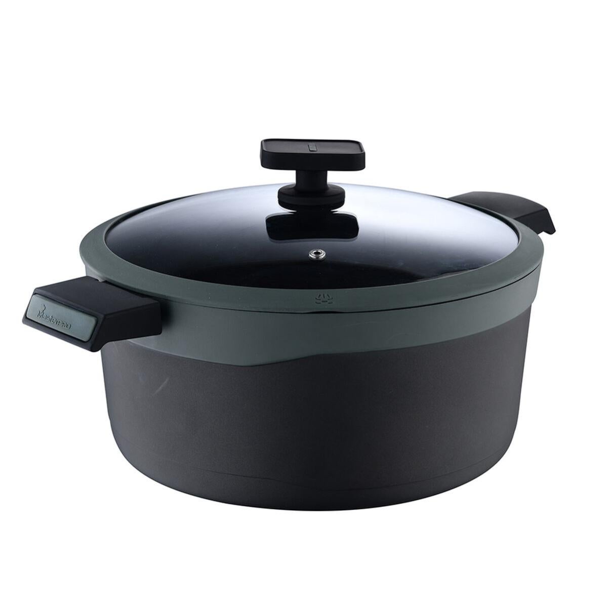 Mini Cocotte Carrée Masterpro Cook & Share - Grès Noir 13,5 X 10,6 X 4,5 Cm Avec Couvercle