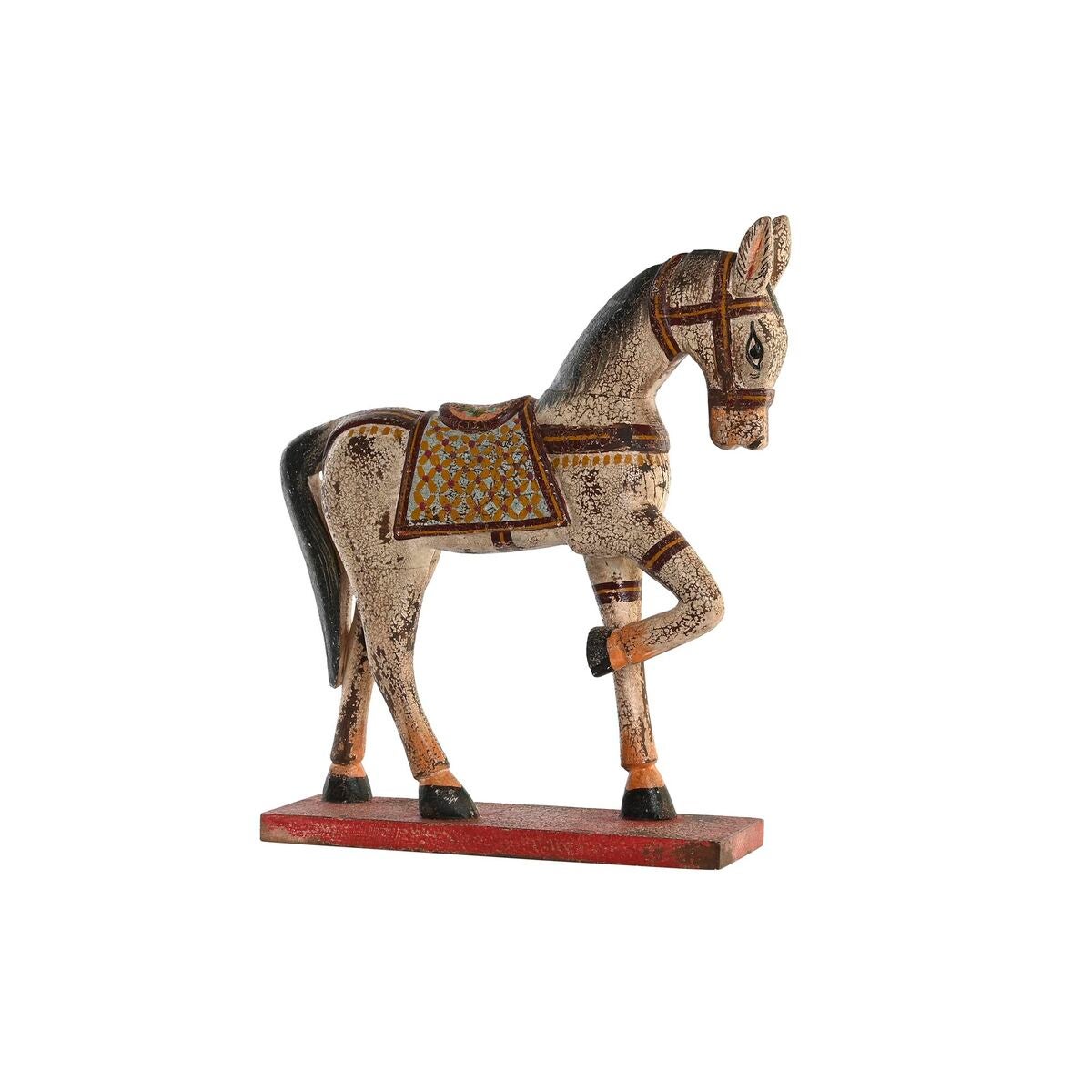 Figura decorativa dkd home decor caballo hierro madera de mango (35 x 10 x 42 cm)