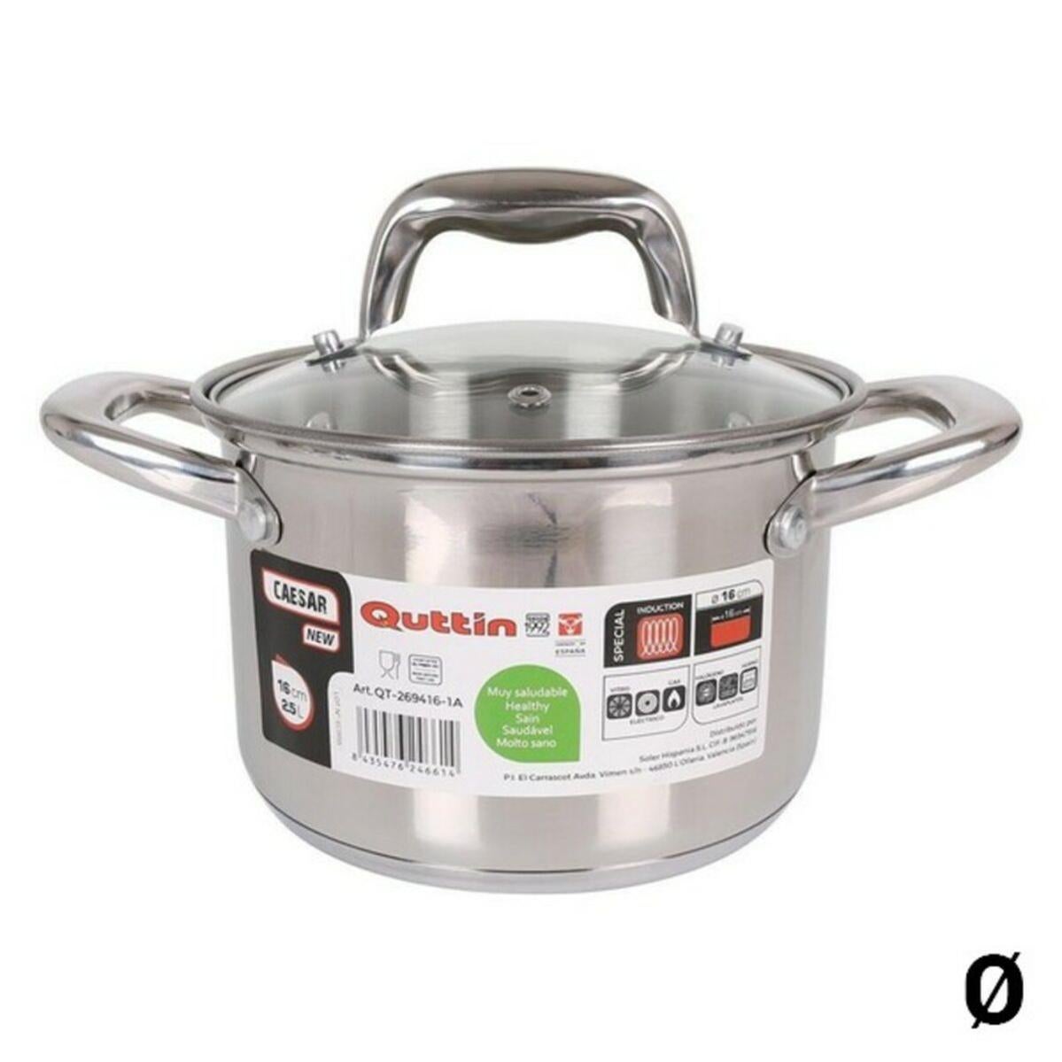 Pentola Acciaio Inox 24 Cm 5.5L - Castey Artic Con Coperchio, Adatta A Induzione - 5