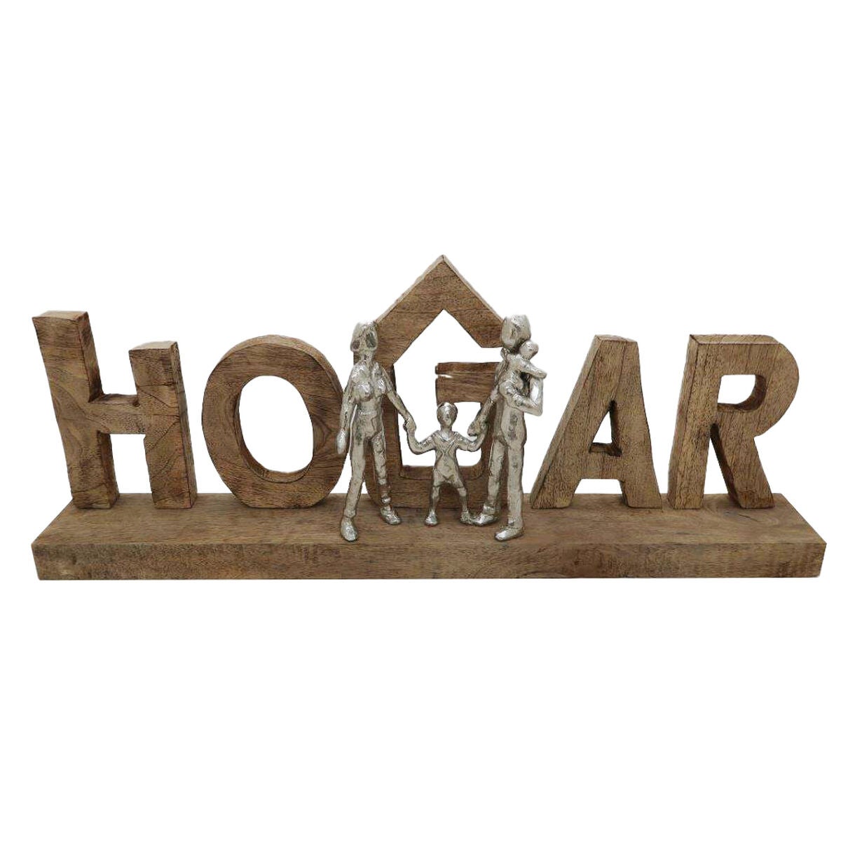 Figura decorativa dkd home decor marrón aluminio madera de mango (55 x 7,5 x 21 cm)