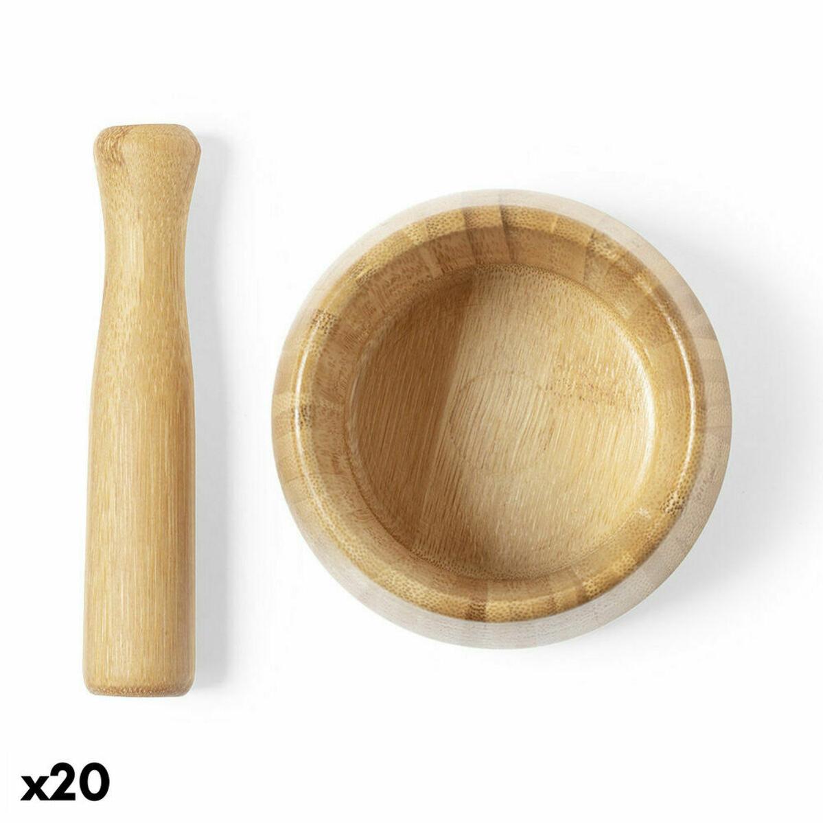 Mortaio di bambù con pestello, 11,5 x 10 cm, in legno