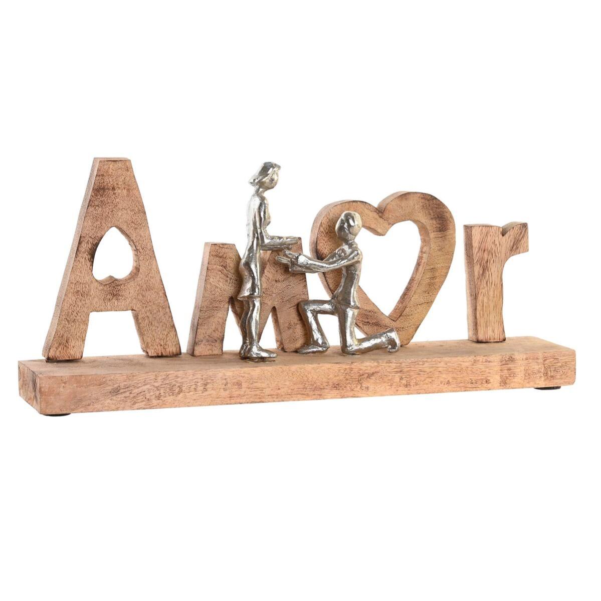 Figurine Décorative DKD Home Decor Marron Aluminium Bois de manguier