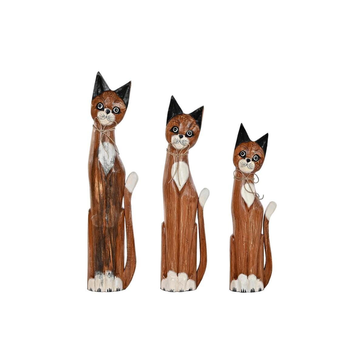 Figurine D corative DKD Home Decor Marron Blanc Chats Bois D albassia figurine-d-corative-dkd-home-decor-marron-blanc-chats-bois-d-albassia