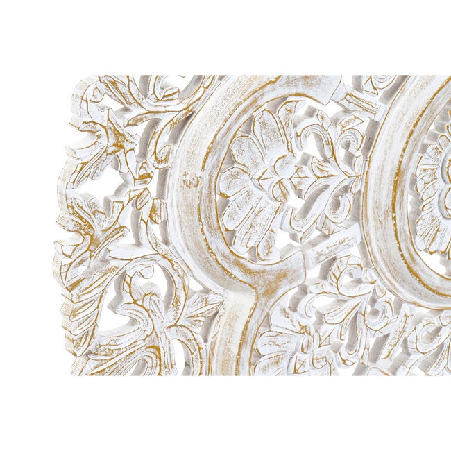 Decoración de Pared DKD Home Decor Blanco Mandala Madera MDF (60 x 2 x 60  cm)