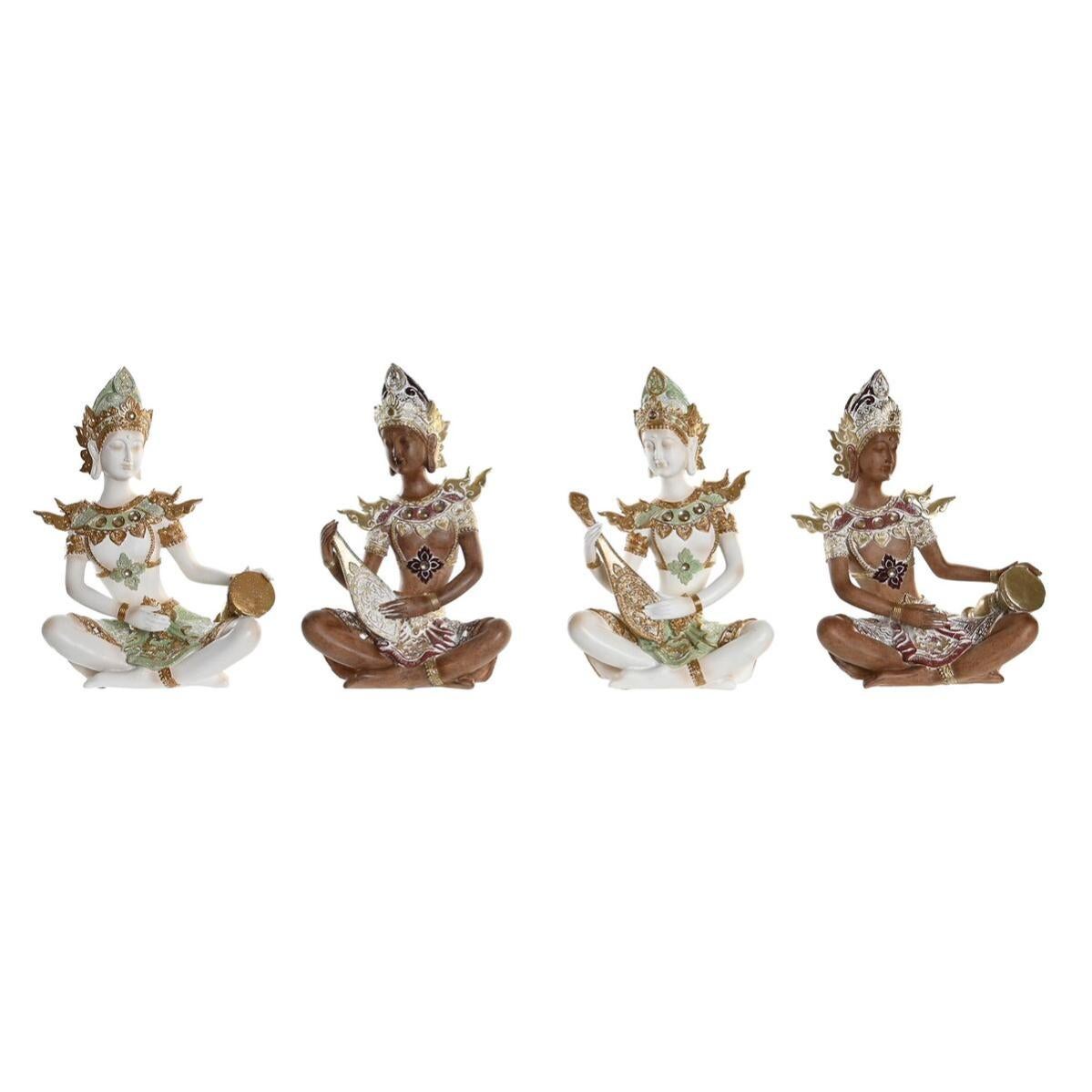 Figurine Décorative DKD Home Decor 18 x 12 x 27,5 cm Marron Buda Blanc