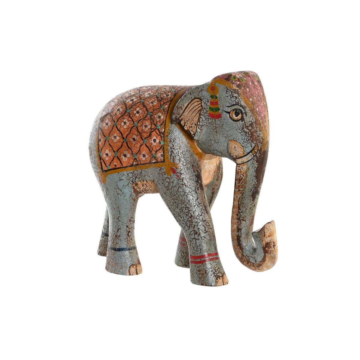 Figura decorativa dkd home decor elefante madera de mango (29 x 12 x 26 cm)