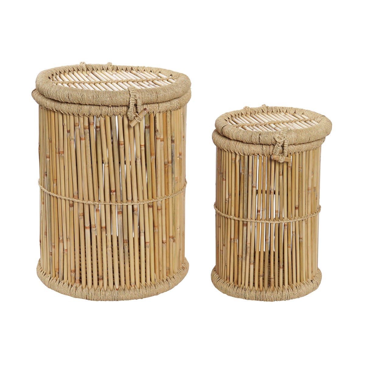 Panier à linge avec assise en lin imitation matériau ACINA, bois d'acacia,  55 litres, couleur naturelle, Wenko, WENKO