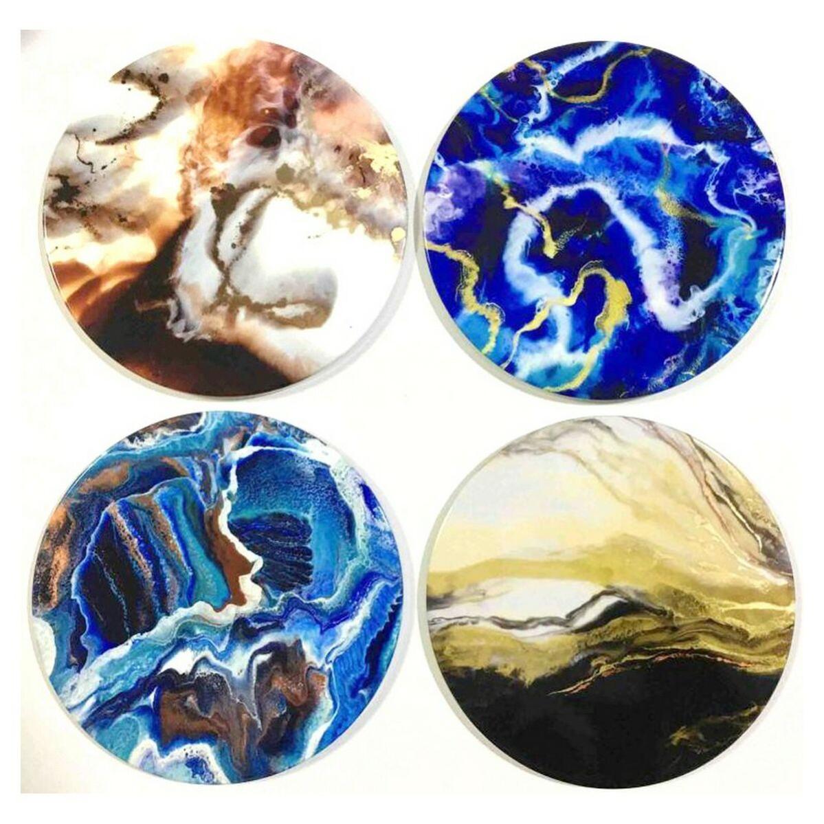 Set D'apéritif En Bambou Et Porcelaine DKD Home Decor - Plateau, Cuillères, Bols, Planches, 8 Pièces Multicolore