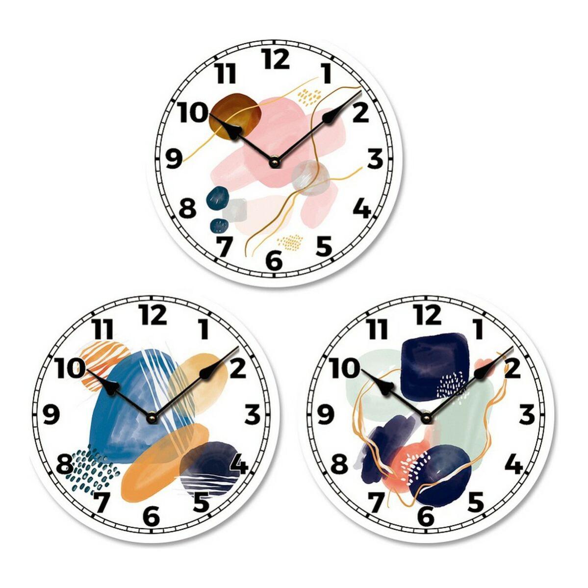 Horloge Murale Dkd Home Decor Toile Abstrait Bois Mdf 3 Pcs 20 X 3 X 20 Cm Leroy Merlin