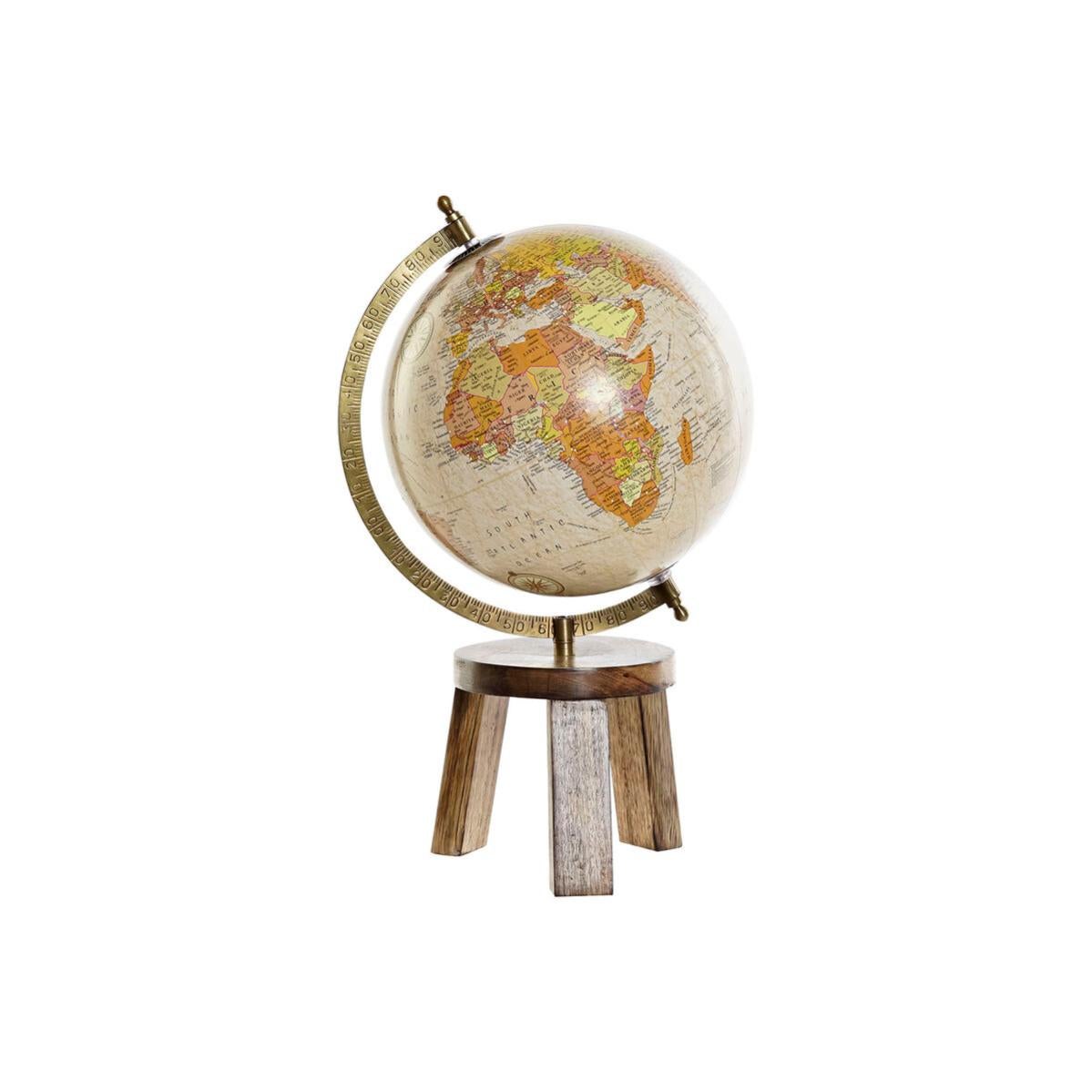 Globe Terrestre Vintage Doré Rose Clair - Décoration Maison Esprit Rétro, Dimensions 22 X 20 X 33 Cm - 10