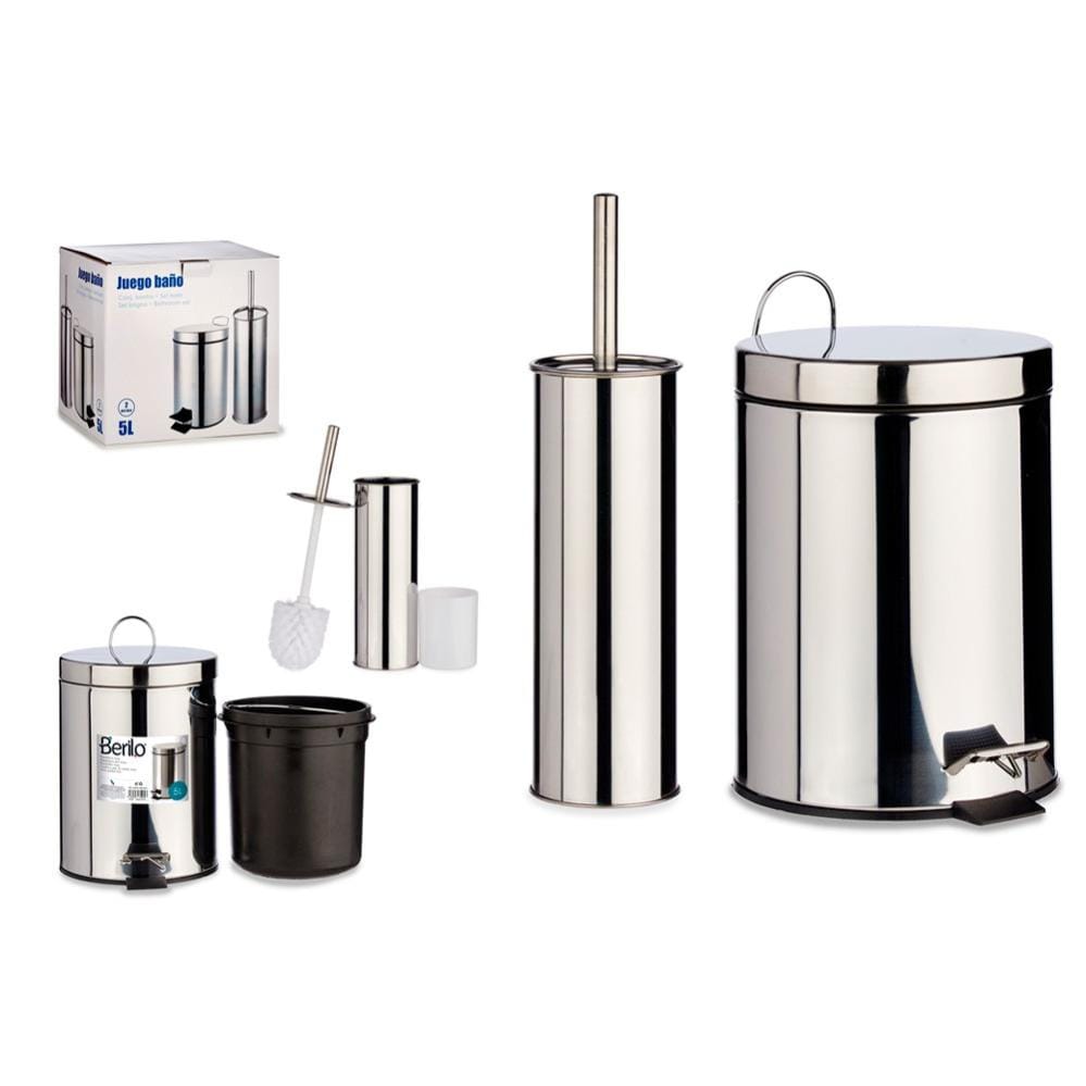 CUBO PEDAL 5 L PORTAESCOBILLAS INOXIDABLE JUEGO