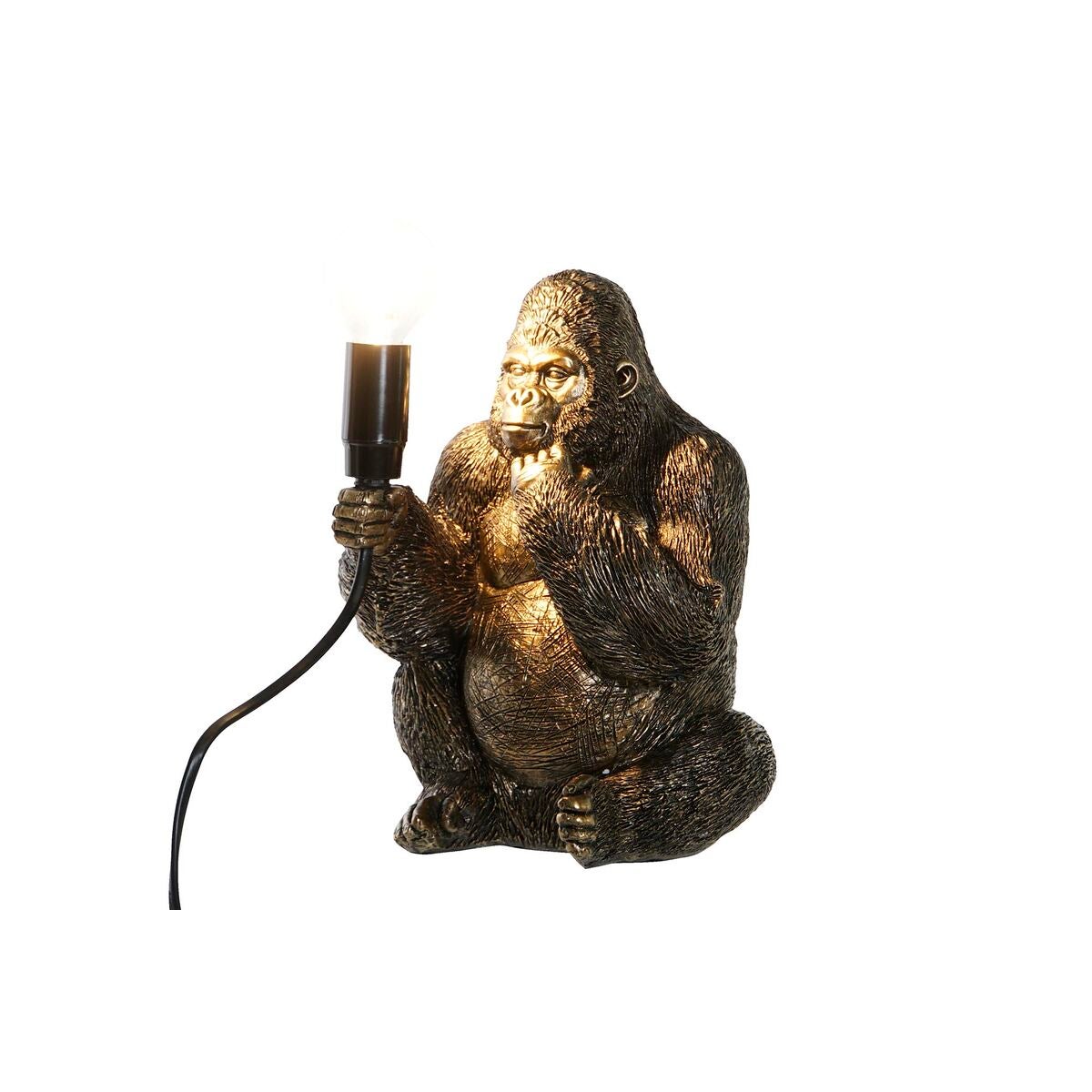 Lampada da tavolo DKD Home Decor Gorilla Nero Dorato Resina 25 W (18 x 17 x  23,5 cm)