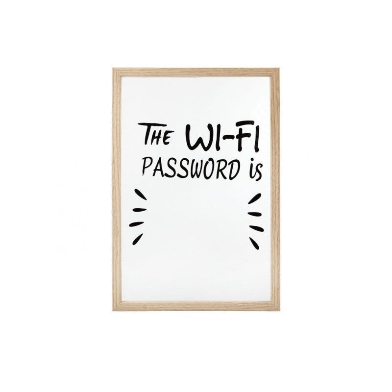 Tableau mural mot de passe wifi - L 25 x H 35 cm - Blanc