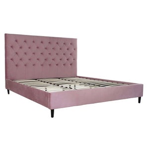 Letto matrimoniale Clementina, testata in ecopelle rete e mantovana cm  160x190