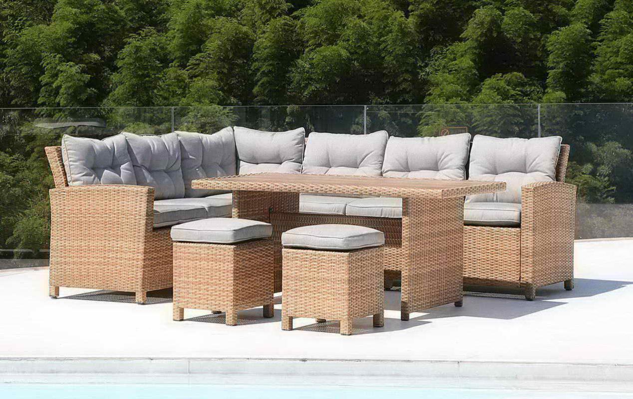 Salon de jardin d'angle Oak Natural 8 places BG® | Leroy Merlin