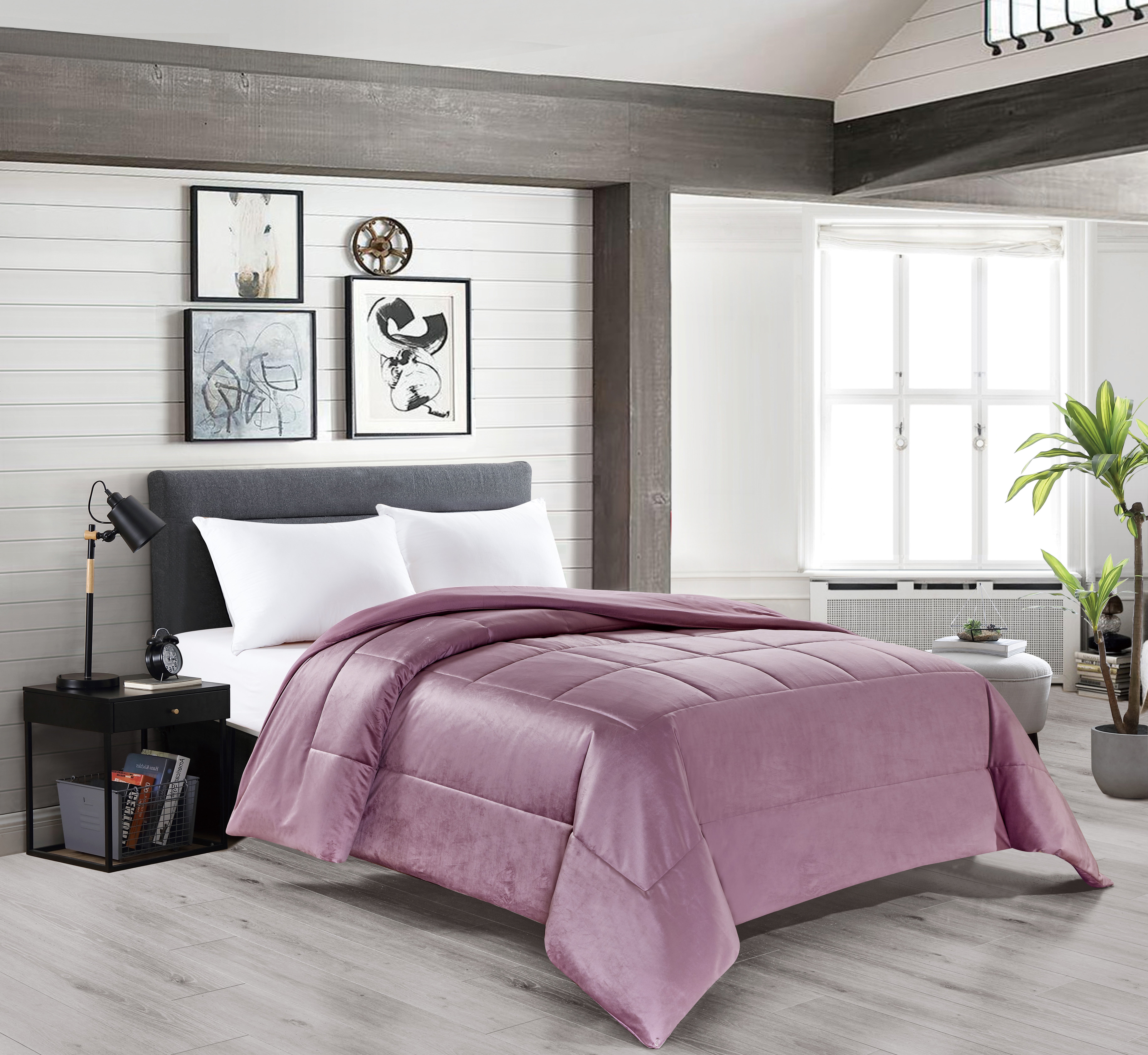 Edredón de terciopelo de invierno de 300 gr/mq hipoalergénico transpirable. edredón de microfibra aterciopelado con forro interior - roses 200x250cm