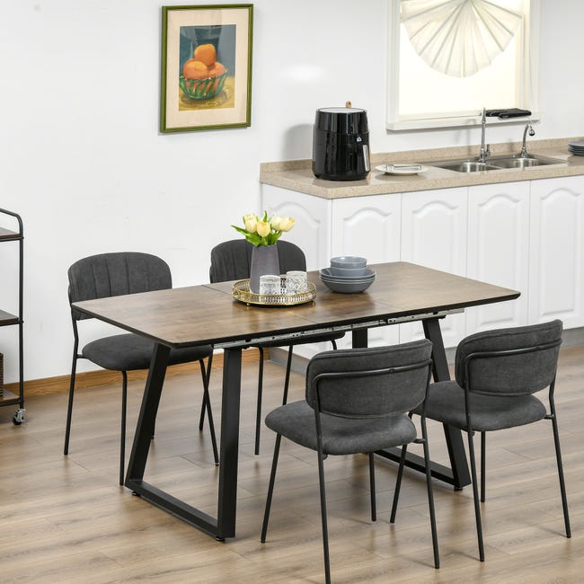 ECACAD Mesa de comedor grande extensible para 6-8 personas, mesa  rectangular de madera moderna para comedor, sala de estar, blanco y marrón  (37.4