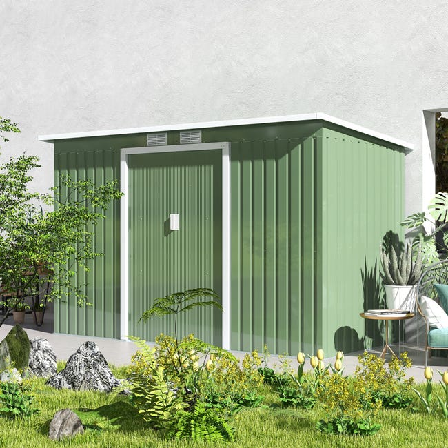 Caseta de jardín metálica Nebraska - 4,07 m² - Beige/Gris antracita
