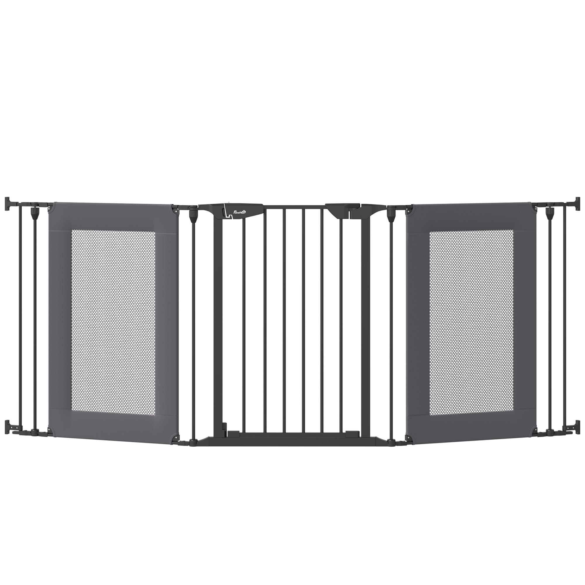 Barrera de seguridad perros con extensiones PawHut 75-96x76 cm blanco