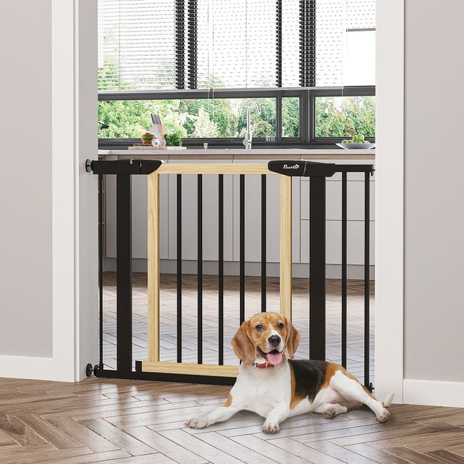 Puerta de seguridad para mascotas para perros, de pie y plegable, barrera  decorativa para valla de madera, escaleras y puertas (blanco)