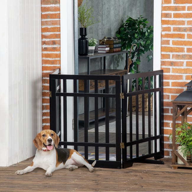 Pawhut barrera de seguridad portátil y plegable para perros