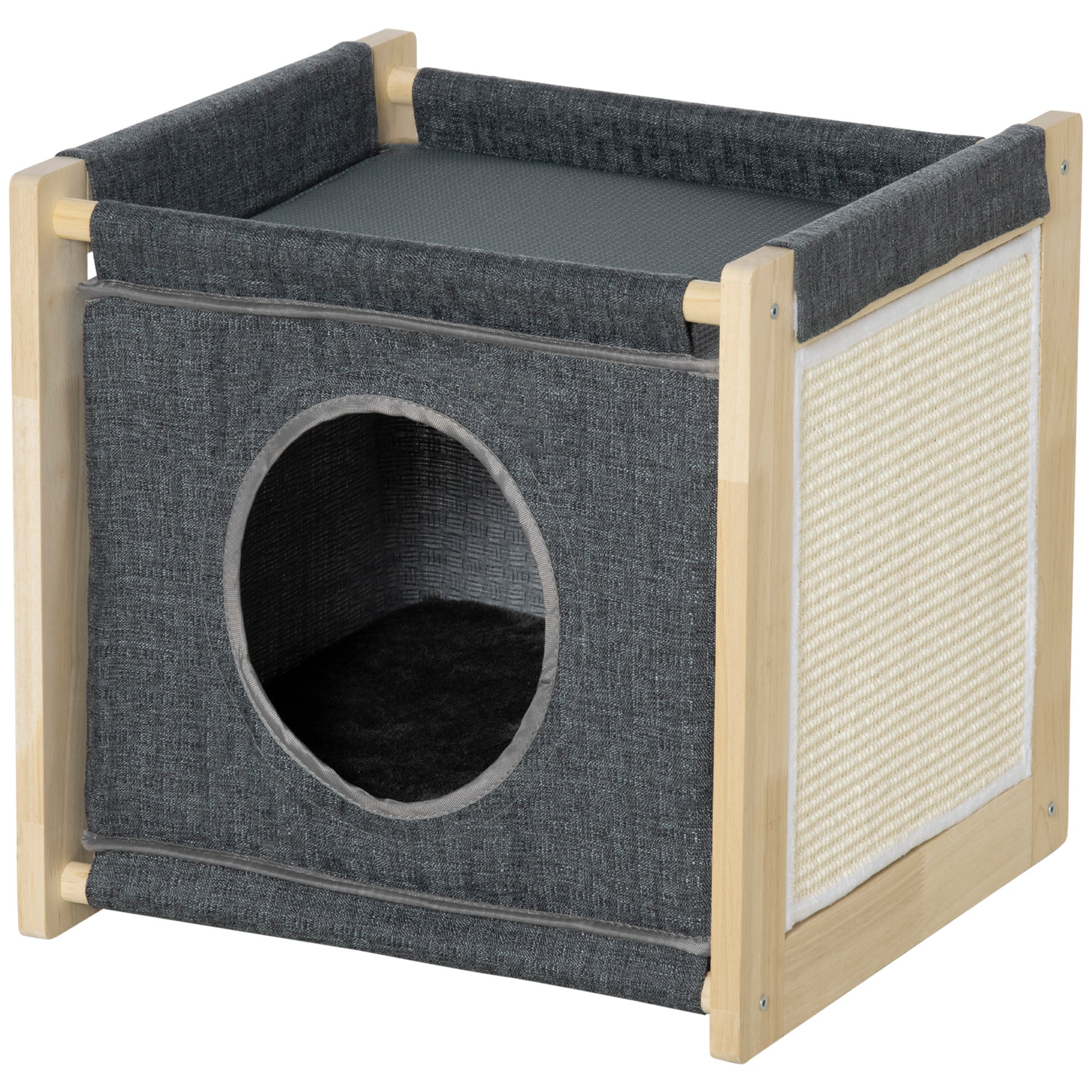 Cama cueva para gatos con cojín extraíble pawhut 40x40x40,5 cm gris
