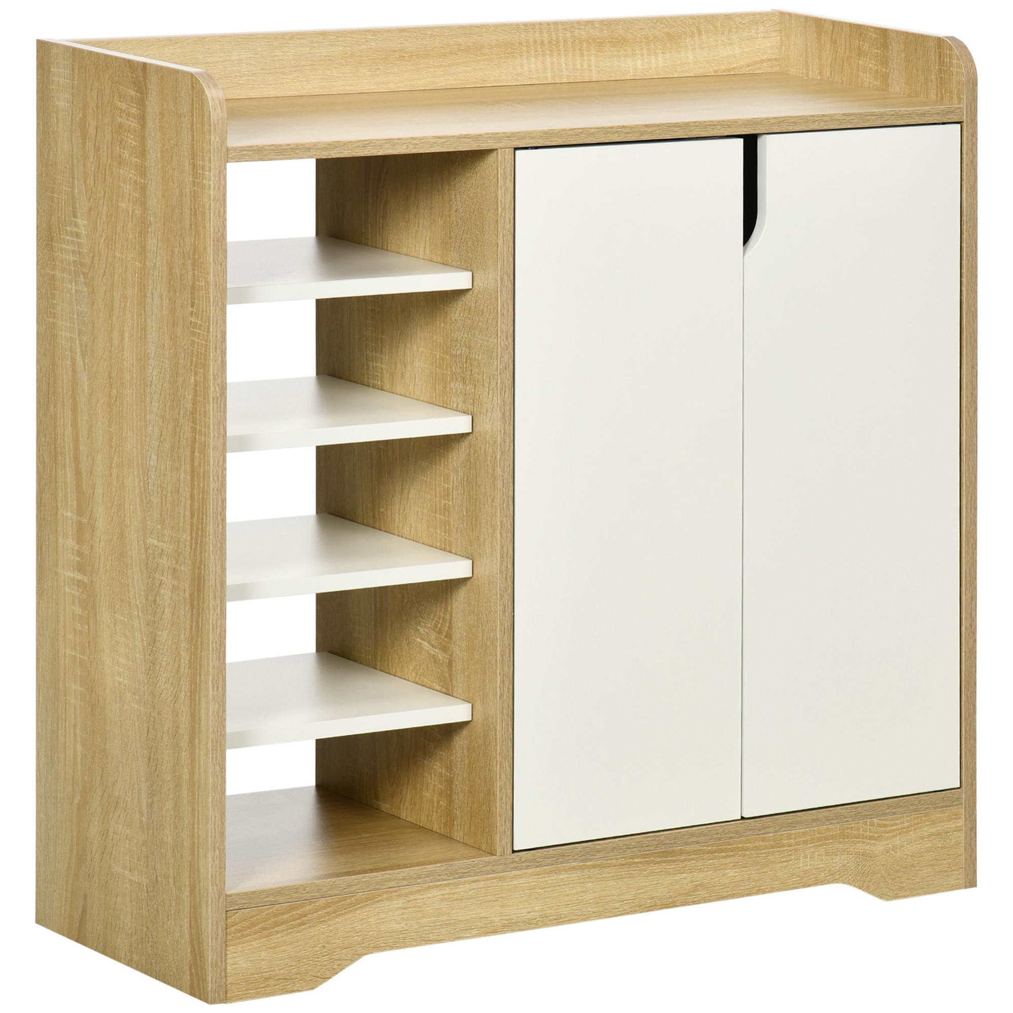 Mueble de zapatos con 2 puertas 80x30x80 cm natural y blanco Leroy Merlin