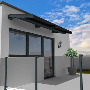 Marquesina exterior para Puertas Mellerud protección policarbonato /  plástico 100 x 60 cm - Negro y Marrón [en.casa]