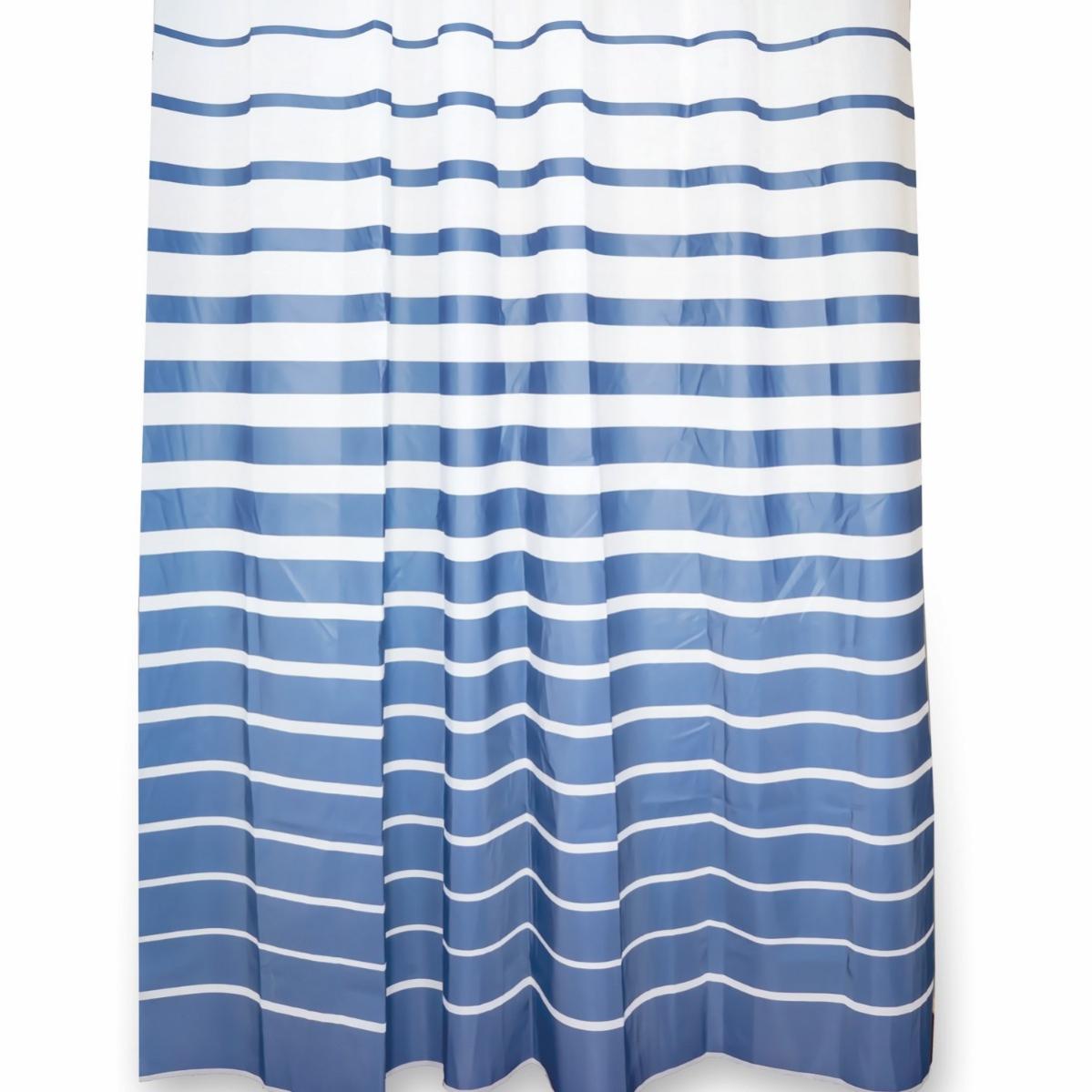 Rideau de Douche 120x200 Rayé, Couleur Bleu et Blanc en PEVA Mod
