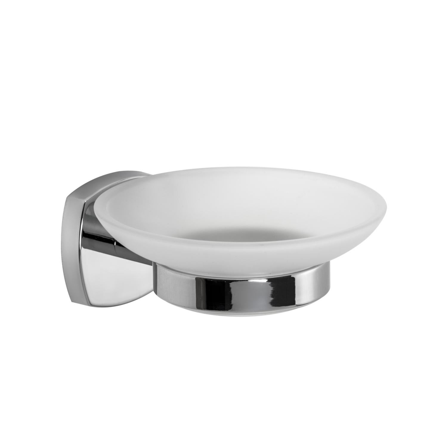 Trade Shop - Porta Sapone Saponetta Con Piattino Vetro Satinato Parete