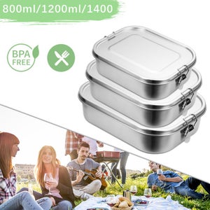 Lunch Box Premium Umami Tout-en-un QOEOTUY Boîte Repas En Acier Inoxydable:1400ML Lunch Box Avec 2 Compartiments U2013 100% Sécuritaire Sans BPA Écologique Et Réutilisable - Boîte à Lunch Étanche Et Hermétique Bento